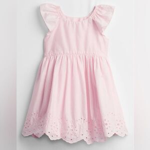 BABY GAP FLUTTER SLEEVE EYELET LACE PASTEL PINK TODDLER DRESS 4